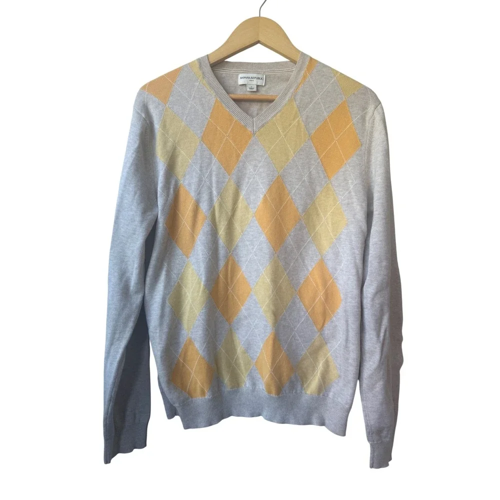 Banana Republic Mens Argyle Sweater Size‎ S Preppy Academia Old Money Heritage